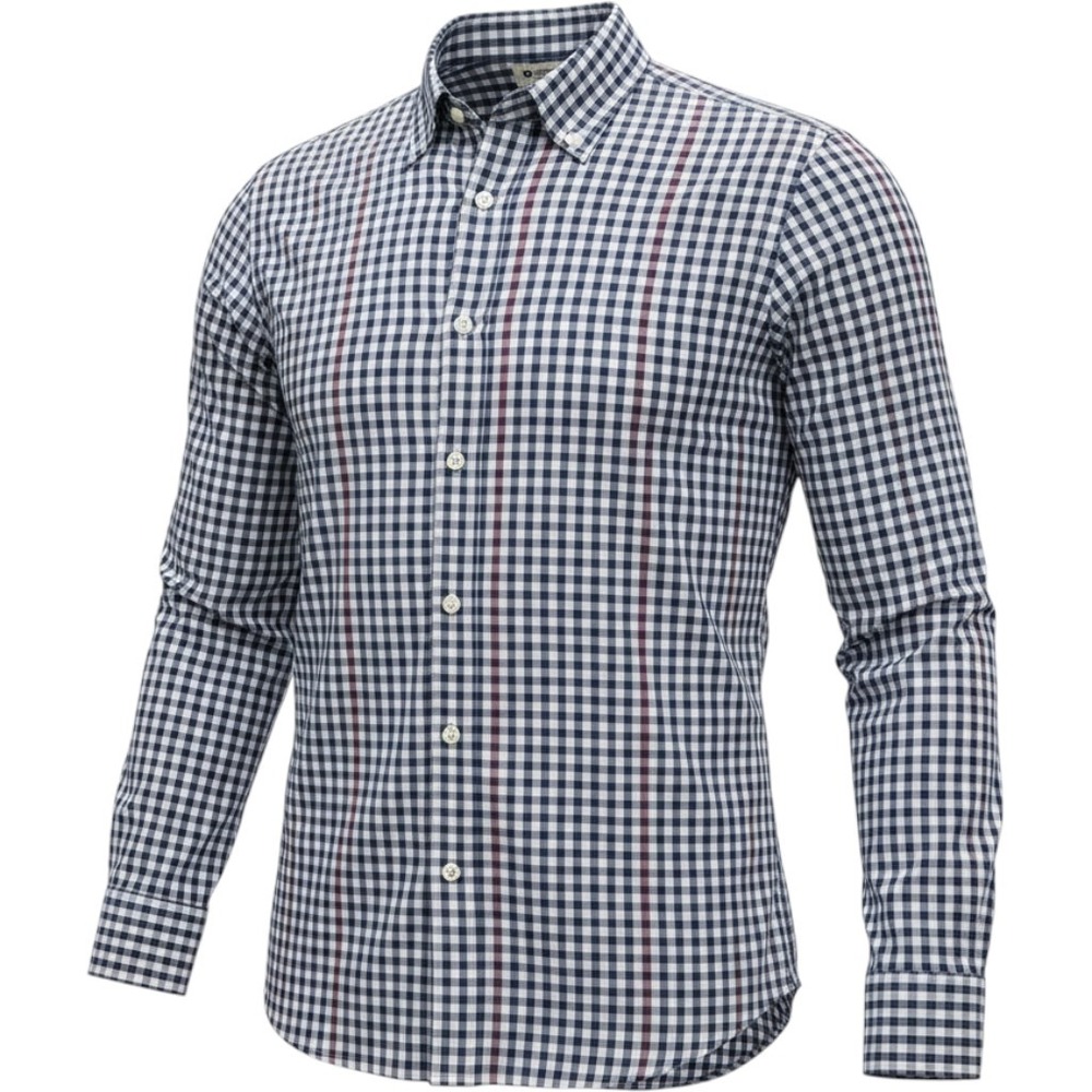 Haggar Button Down Shirt Mens XXL Blue White Gingham Check Excellent Long Sleeve